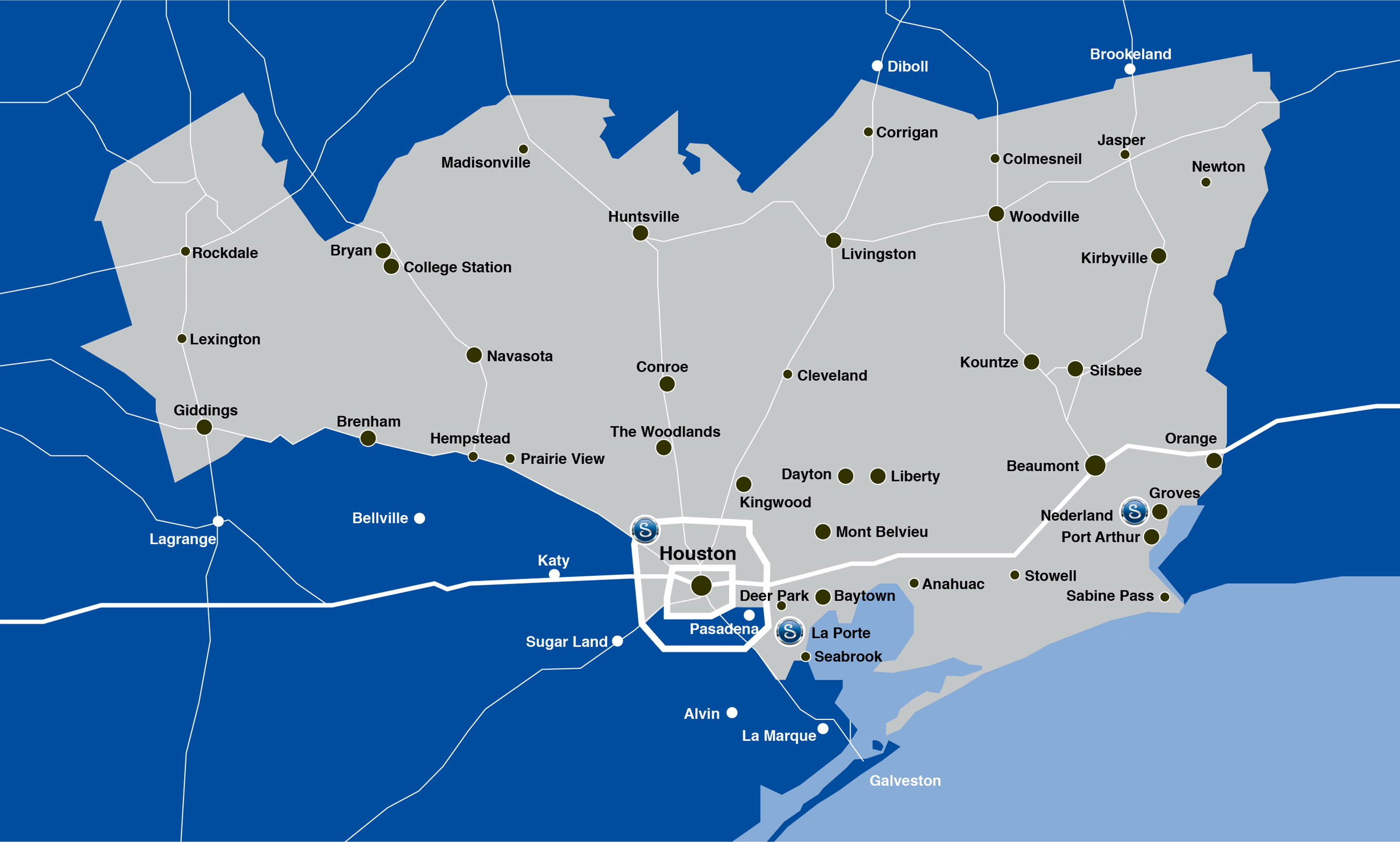 map of Swagelok Southeast Texas geographic footprint map of Swagelok Southeast Texas geographic footprint